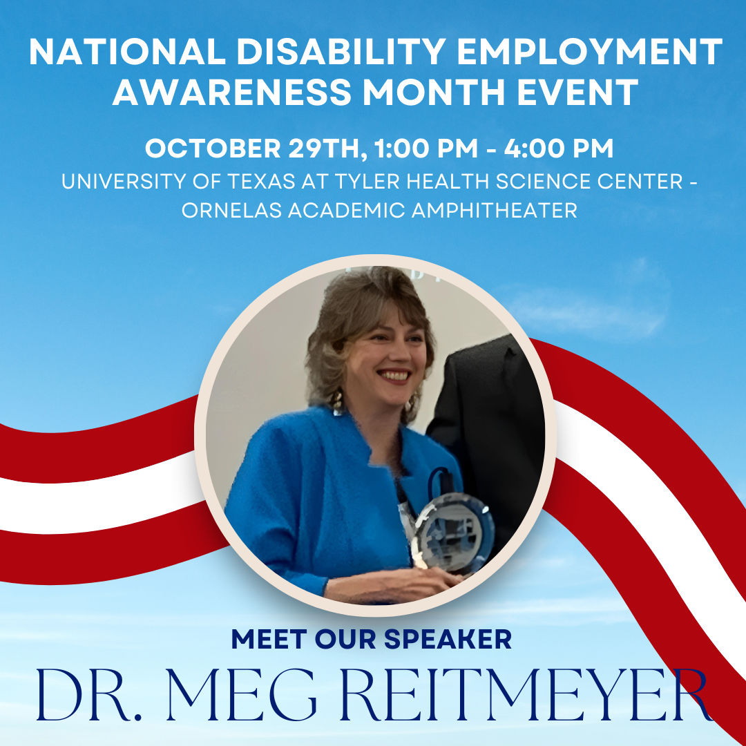 Woman smiling holding award with a patriotic background