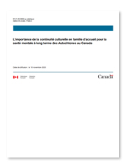 Statistique Canada - L’importance de la continuité culturelle dans les familles d’accueil pour préserver la santé mentale à long terme des Autochtones au Canada