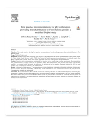 Best practice recommendations for physiotherapists providing telerehabilitation to First Nations people: a modified Delphi study