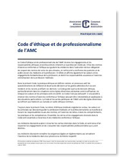 Association médicale canadienne - Code d’éthique et de professionnalisme de l’AMC