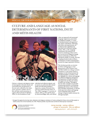 Culture and Language as Social Determinants of First Nations, Inuit and Métis Health