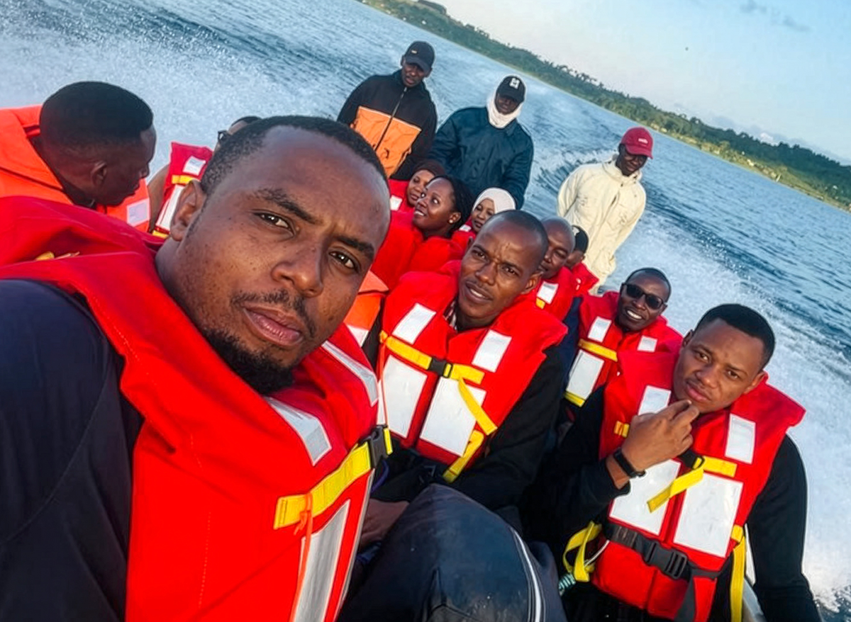 The ACCESS field team is traveling by boat on Lake Victoria to conduct assessments among island-based fisherfolk.