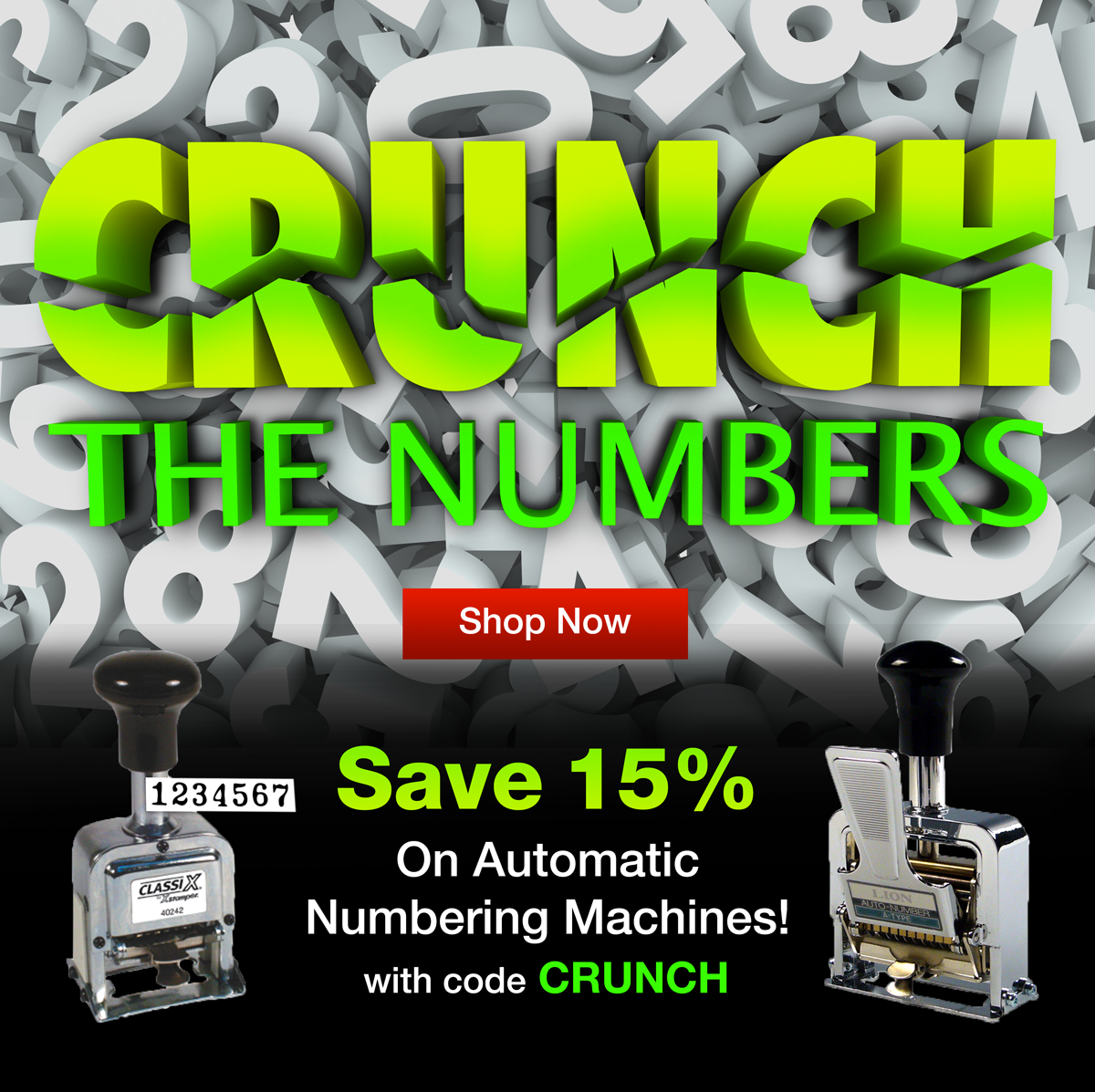 Crunch! Numbers For Less! Rubber Stamp Champ