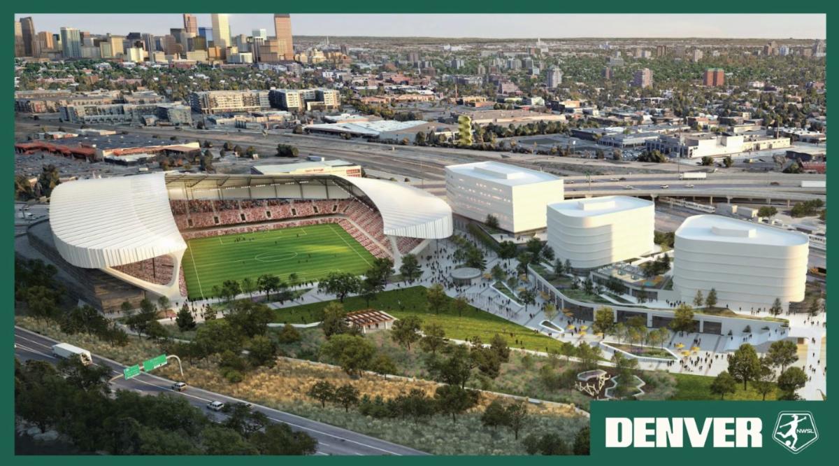 Rendering of new soccer stadium and entertainment district