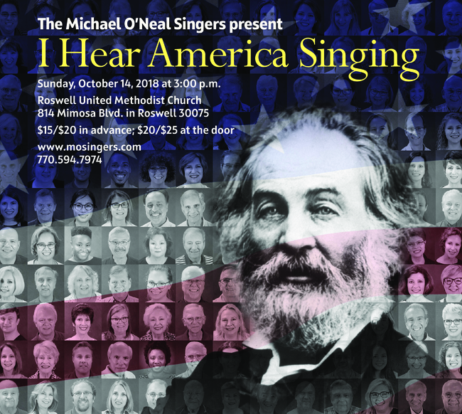 Walt Whitman and MOS singers on concert poster for _America Singing_