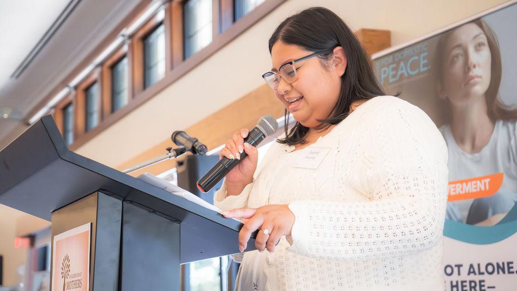 Astrid speaking at the luncheon