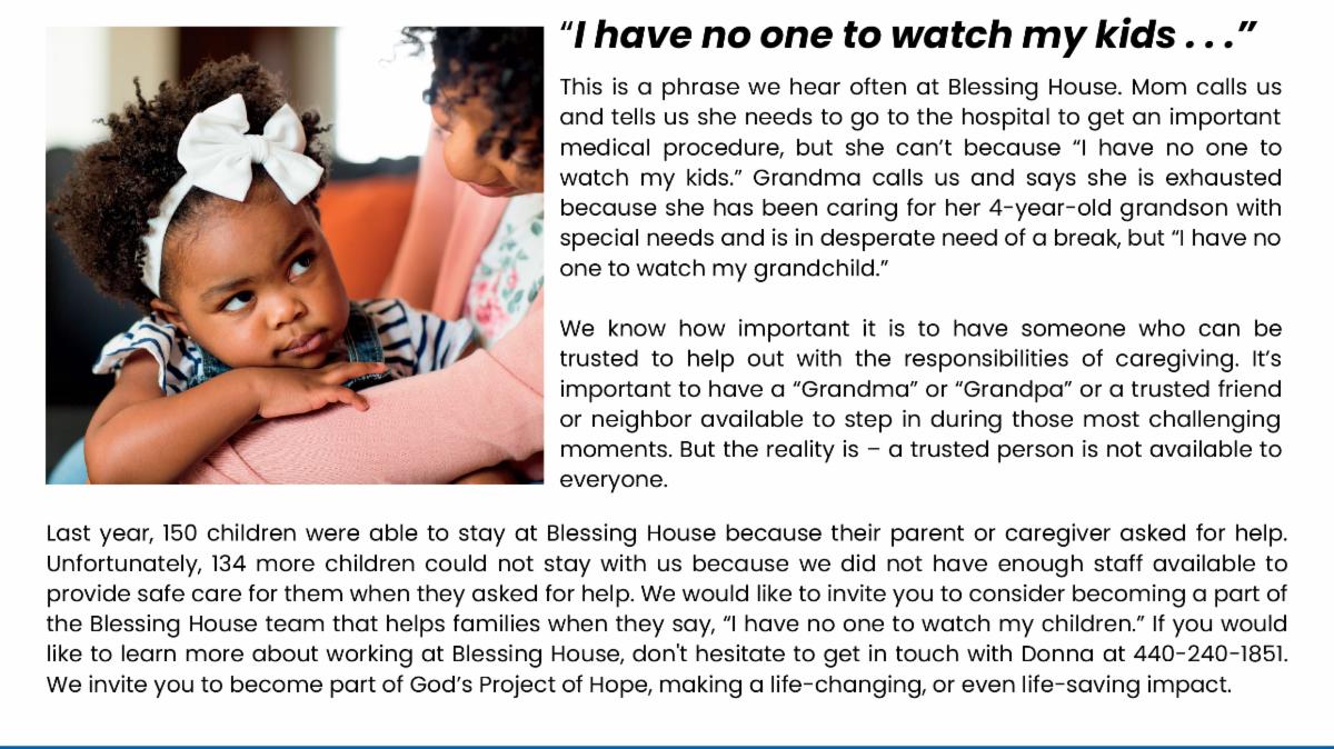 Summertime Updates at Blessing House Will we see you at the Best of Lorain County Thursday?