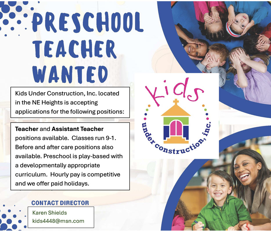 Preschool Teacher Wanted for KUCI
