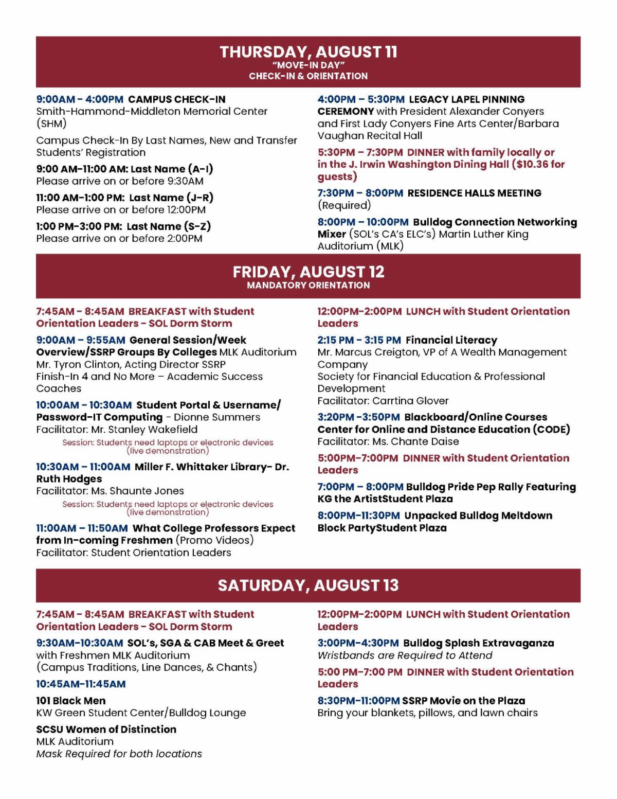 SC State University Orientation Week