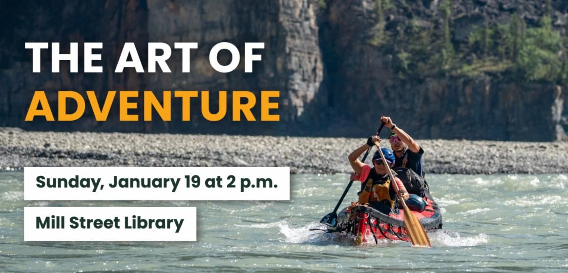 The Art of Adventire with two people paddling a canoe