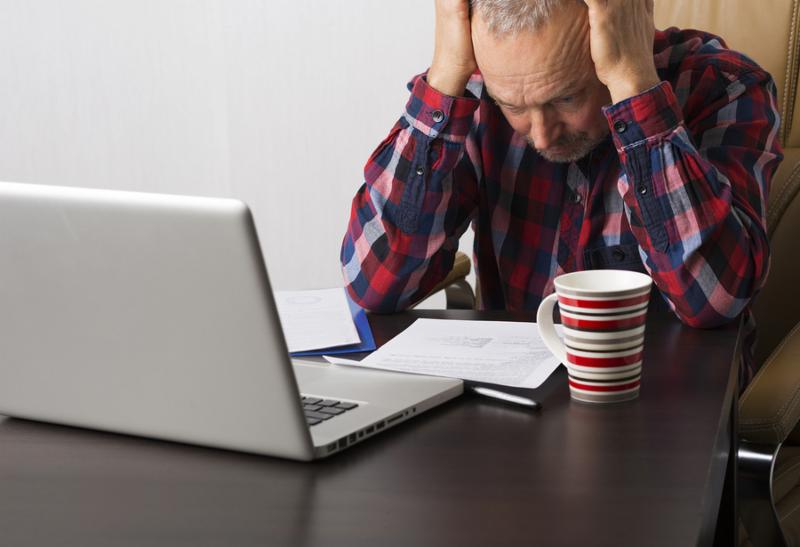 Man with software frustration