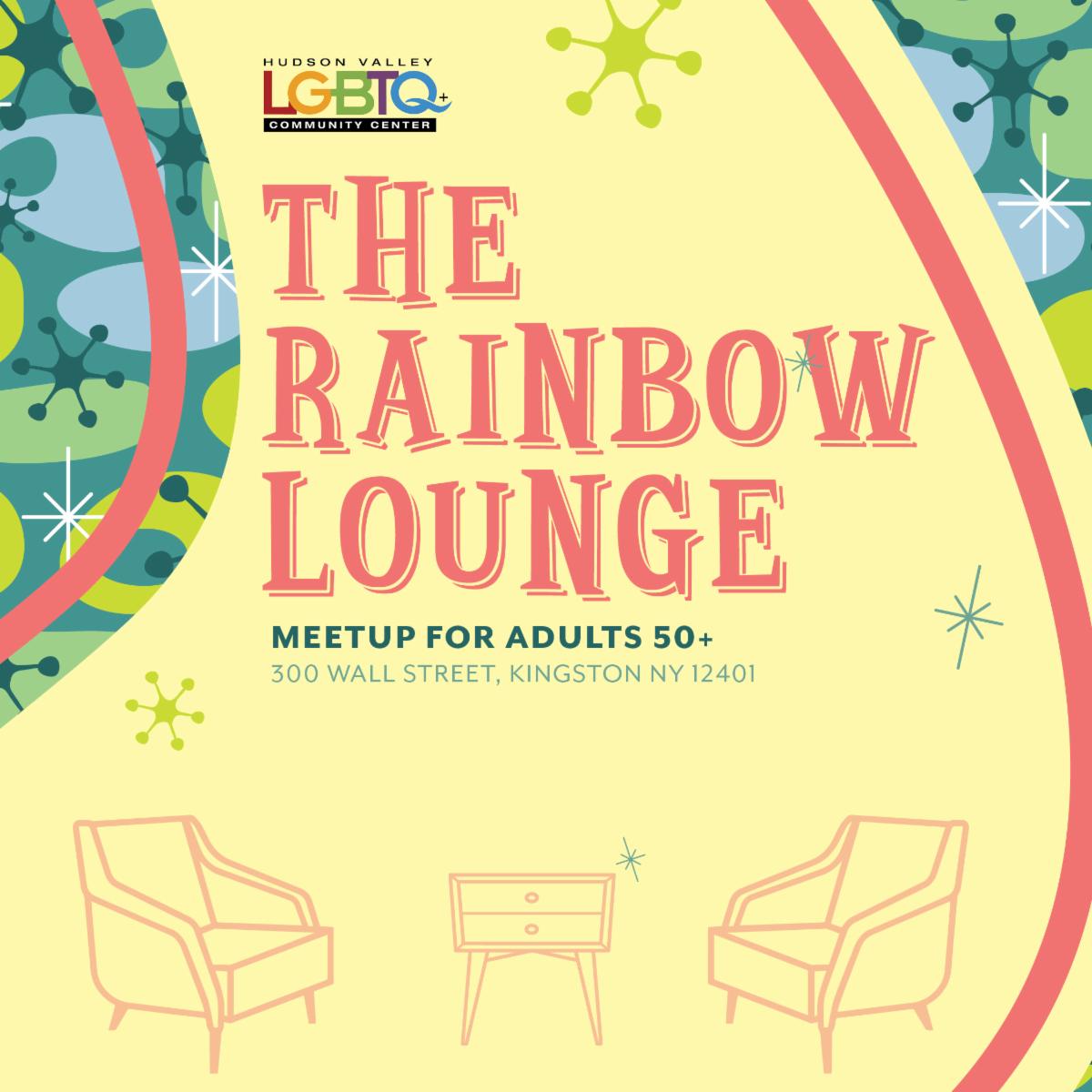 Program description with illustrations of retro chairs and retro designs in blue, green, and teal.