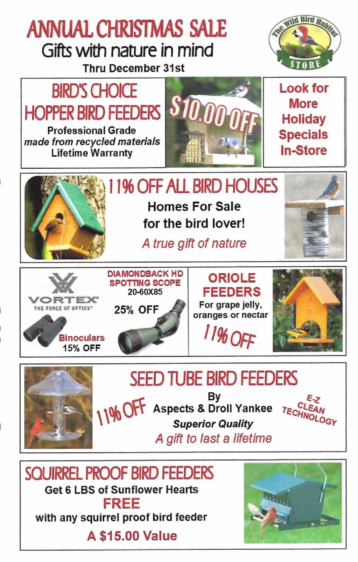 Christmas Sales at Wild Bird Habitat Stores