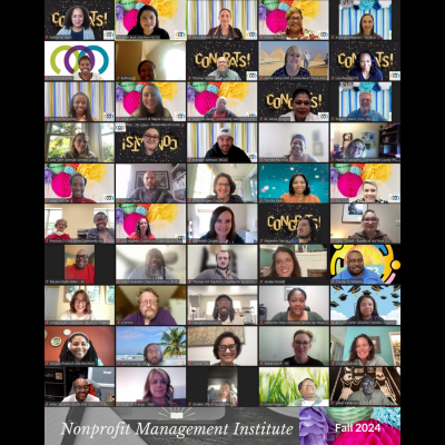 Screen shot of the graduating fall 2024 class of the Nonprofit Management Institute