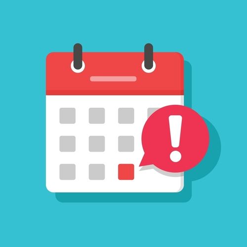 Calendar deadline notice or event reminder notification icon_ flat vector of calendar with alert for scheduling_ event planning_ important day_ agenda symbol note_ and notice message Isolated image.