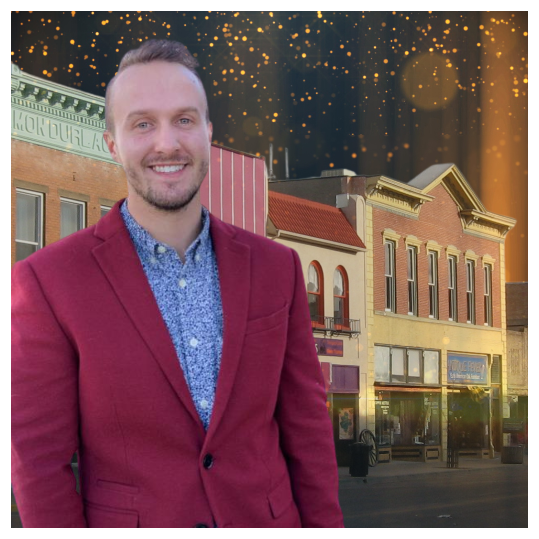 Photo of Nicholas Jesse with Downtown Laramie background.