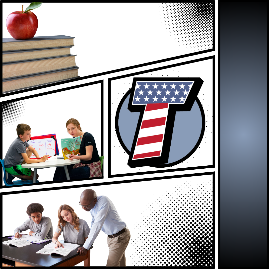 Photos of teachers teaching in a comic strip.