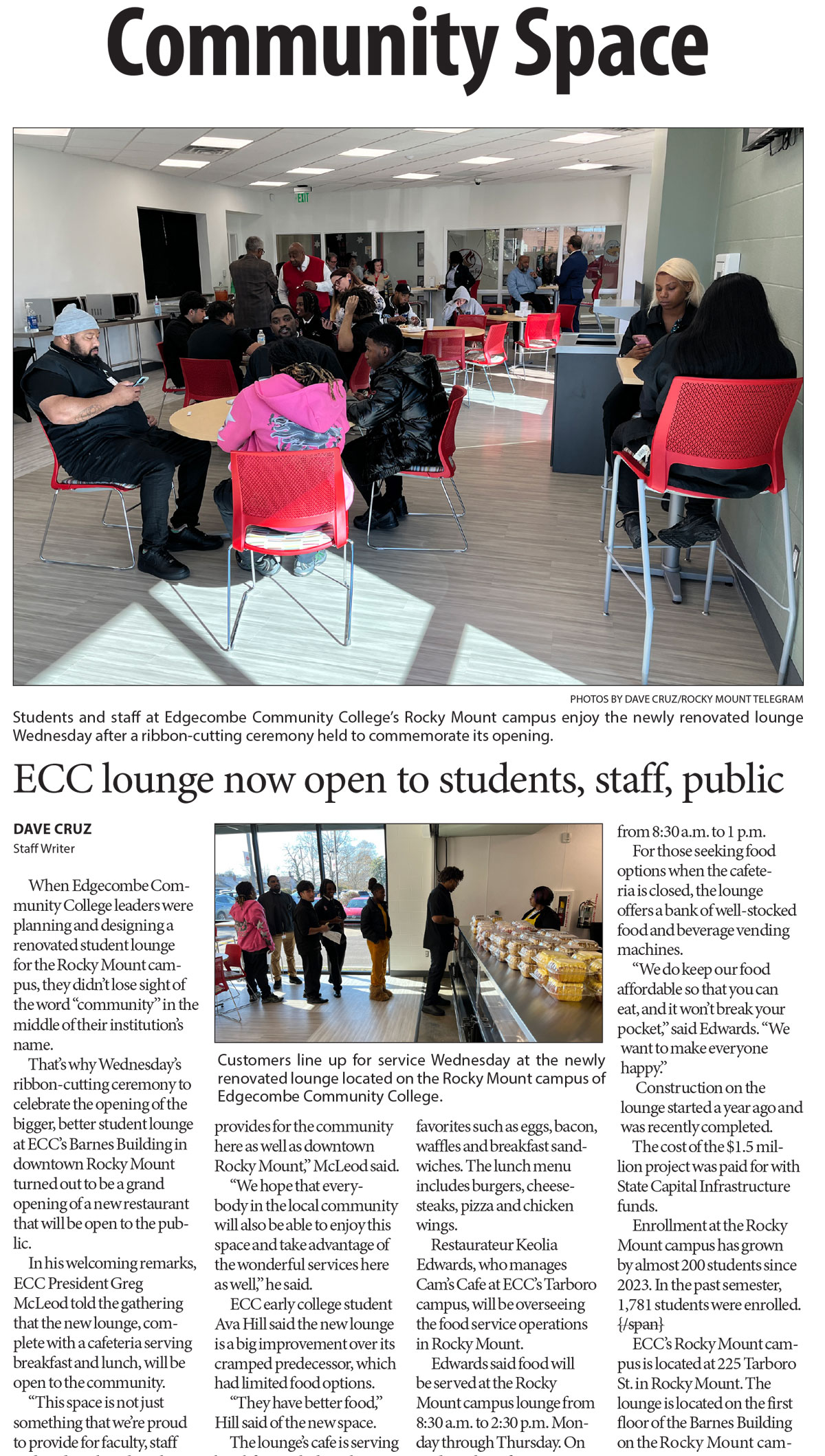 ECC Lounge now open