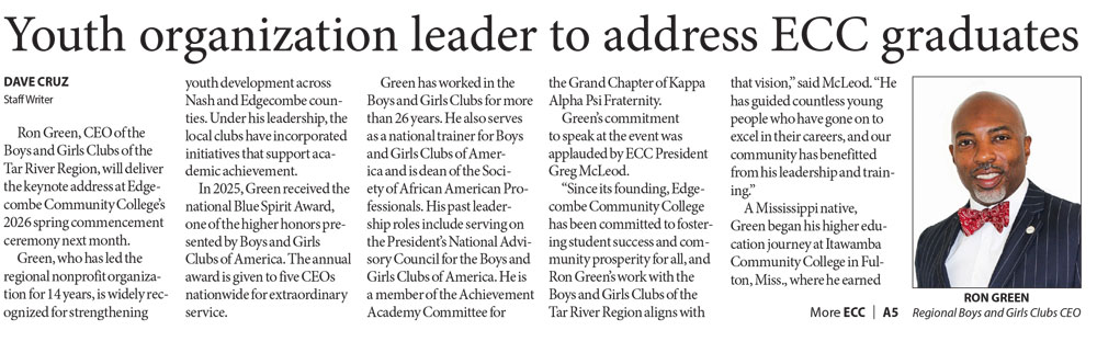 Youth Leader to Address ECC Graduates