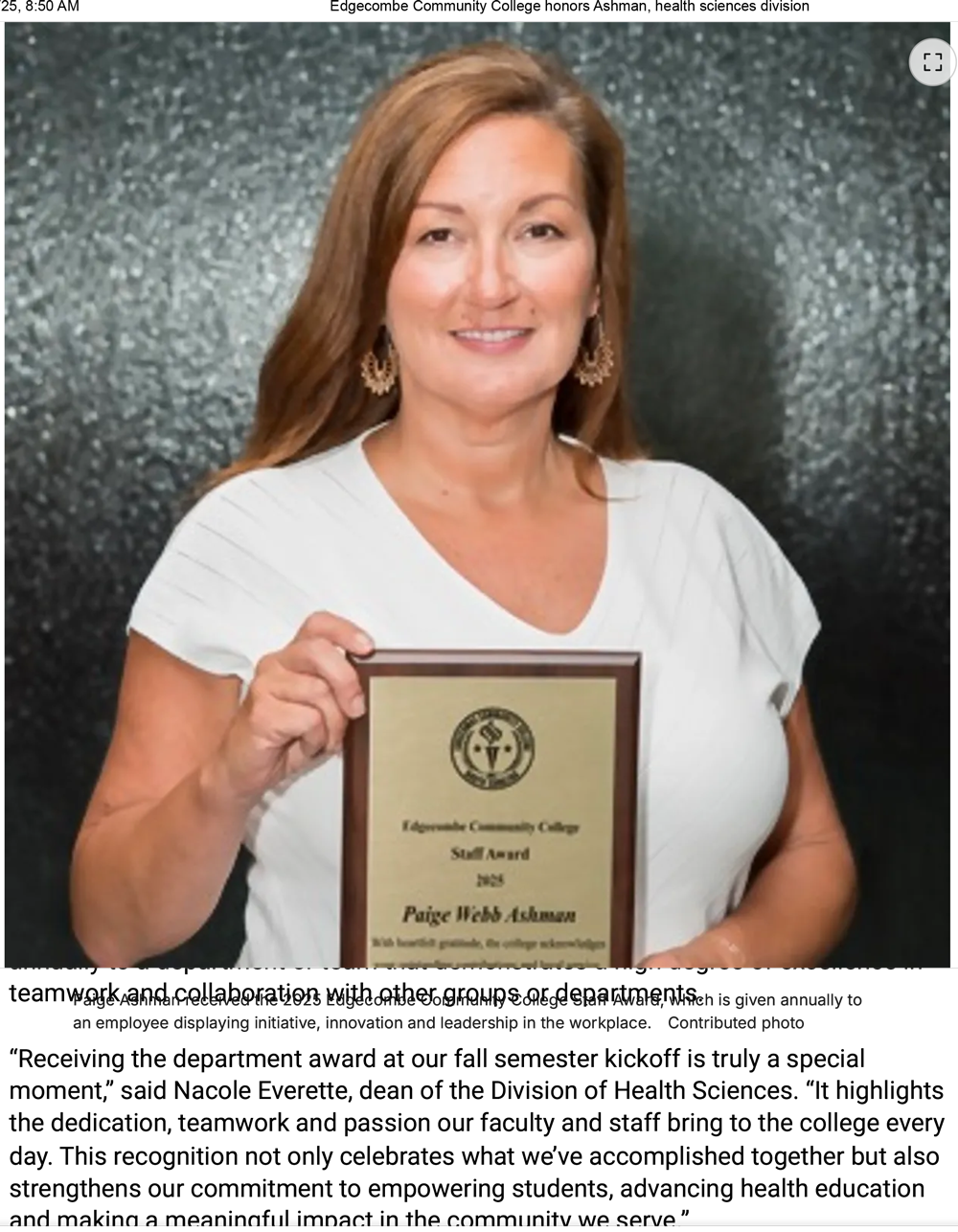 Article on Spring Hope Enterprise website