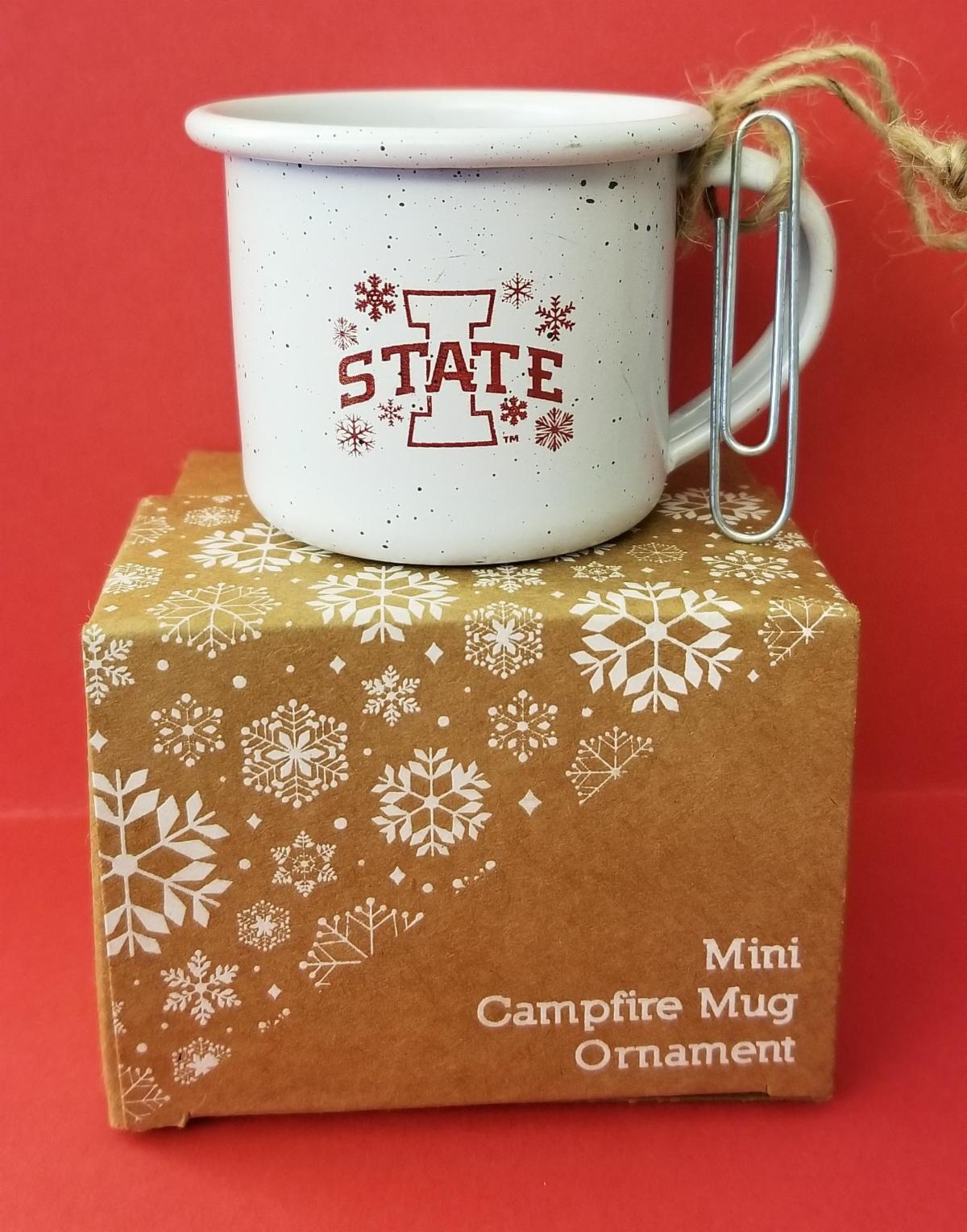 Image of ISU mini campfire mug ornament and box