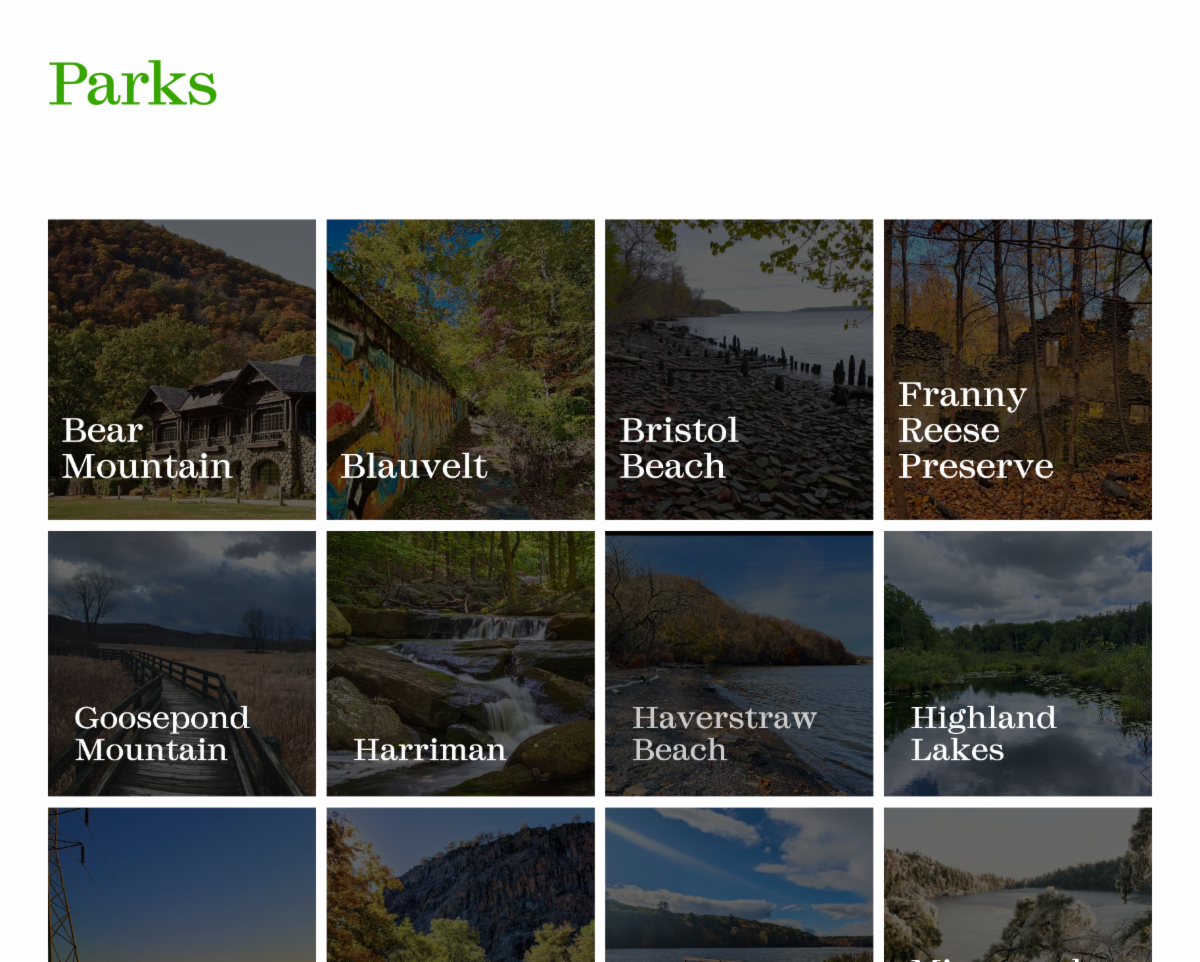 Palisades Parks Conservancy website featured easily accessible park information.