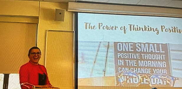 Caroline Thompson is a recent Adult Education graduate who is taking on the Power of Positive Thinking during their Public Speaking classes at CT State Quinebaug Valley! Standing up and talking in front of a group of peers (or even strangers) can be a daun