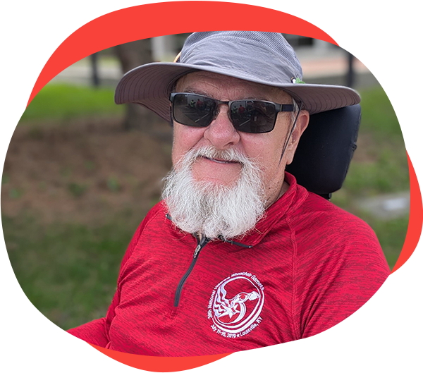 Disabled veteran smiling at the camera