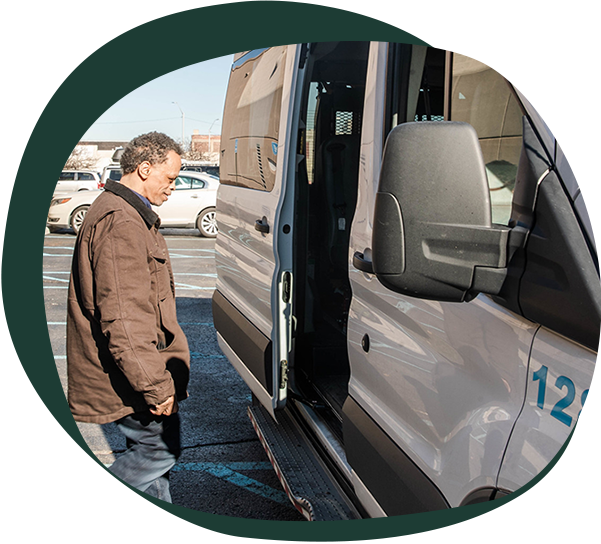 Man getting into a van