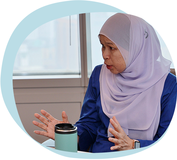 Woman using hand gestures while talking 