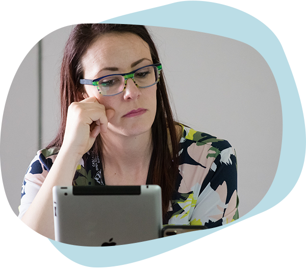 Woman looking at an iPad