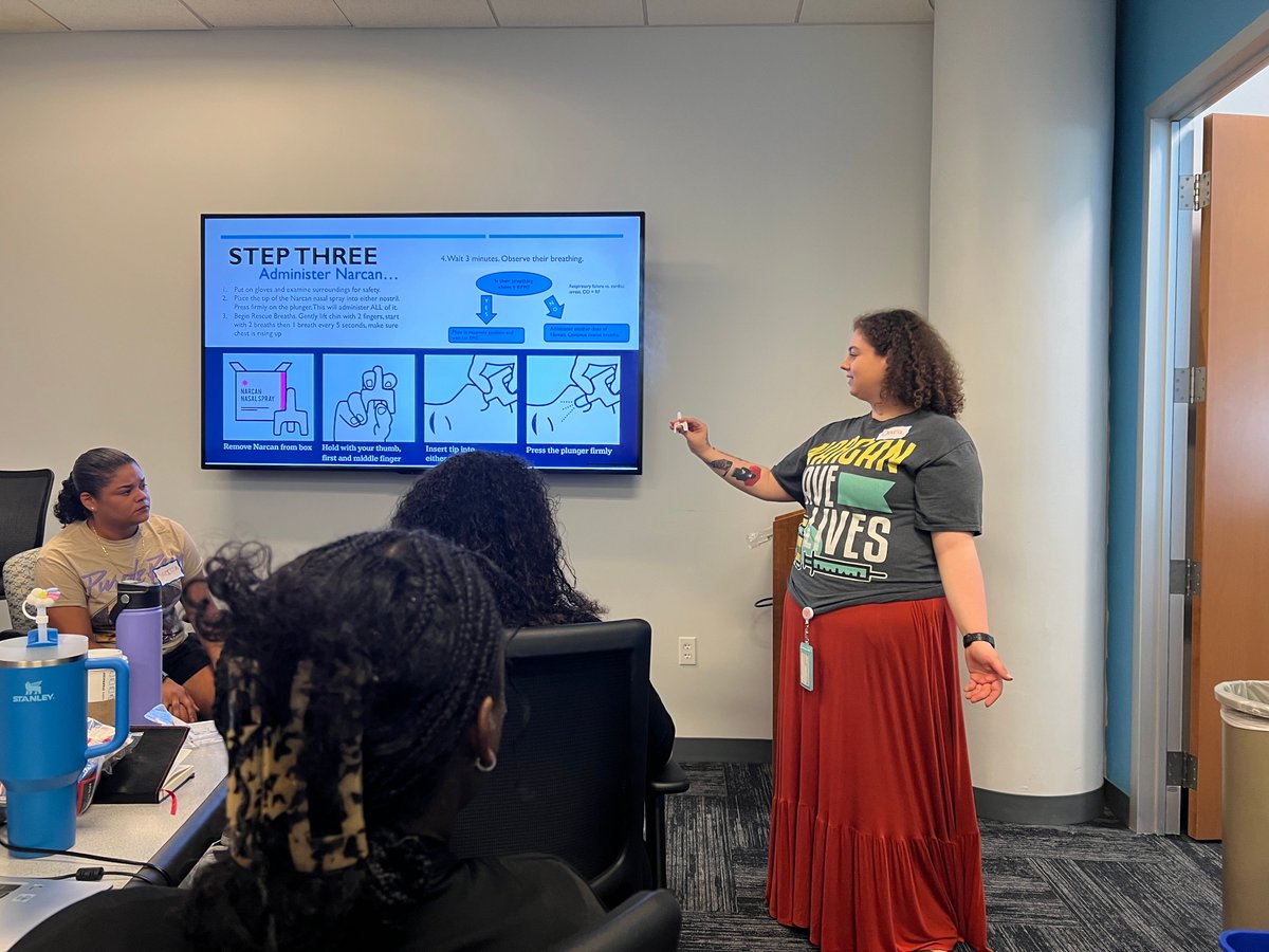 CLT staff Sara Cannella gives a harm reduction training.