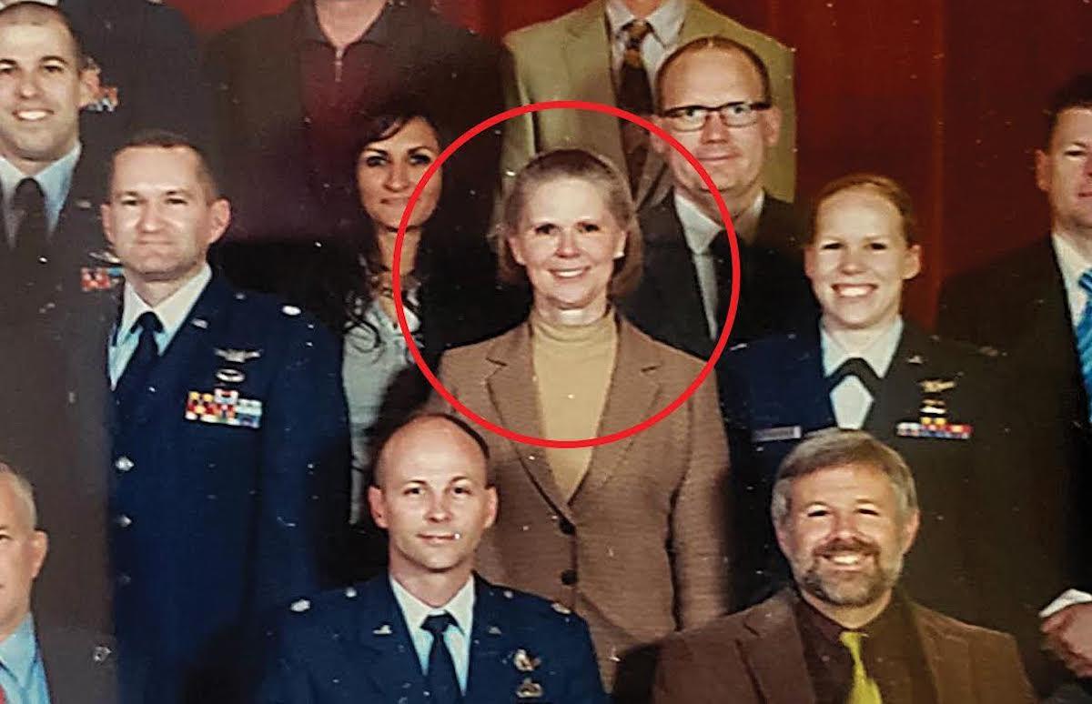 Sandy Miarecki poses with USAFA colleagues during 2018-2019 school year
