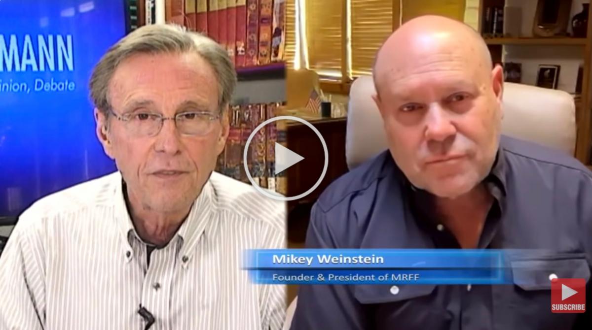 Still image from video of Mikey Weinstein on The Thom Hartman Program