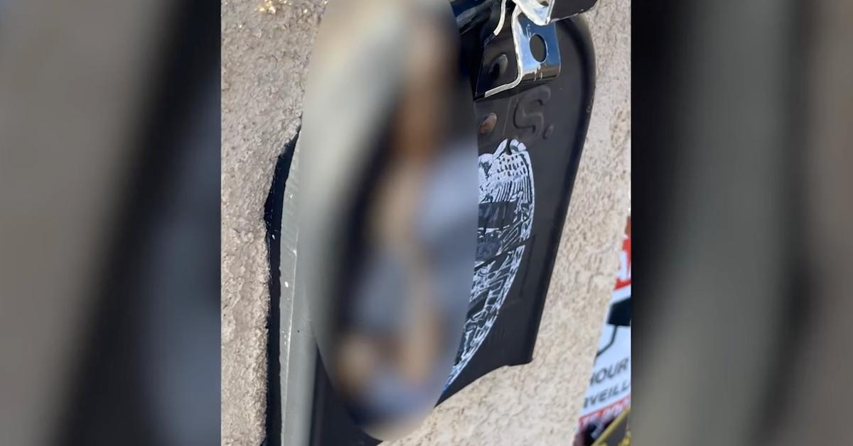 Mikey Weinstein's vandalized mailbox with feces blurred