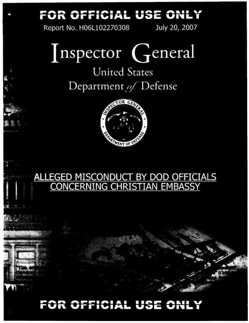 Cover of 2007 Inspector General's report on the Christian Embassy