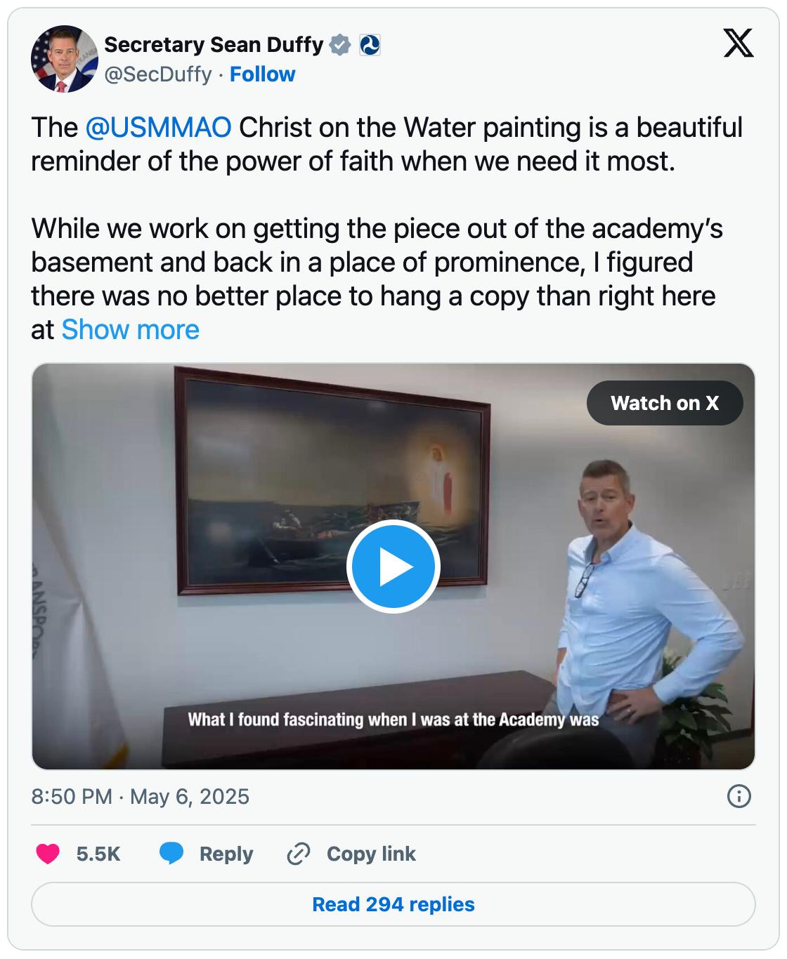 Screenshot of Sean Duffy's May 6 tweet