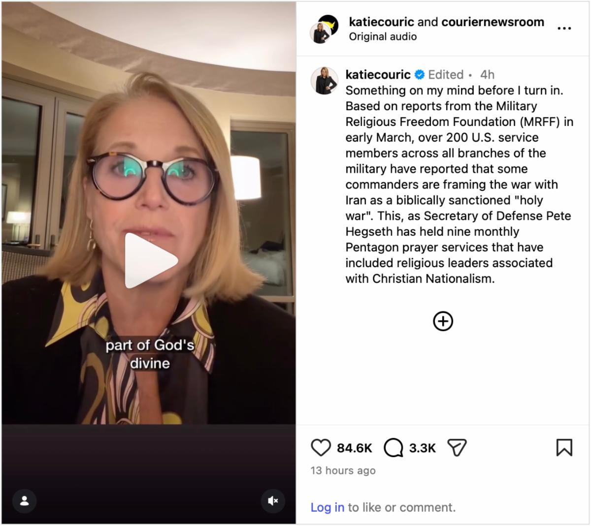 Katie Couric Instagram post