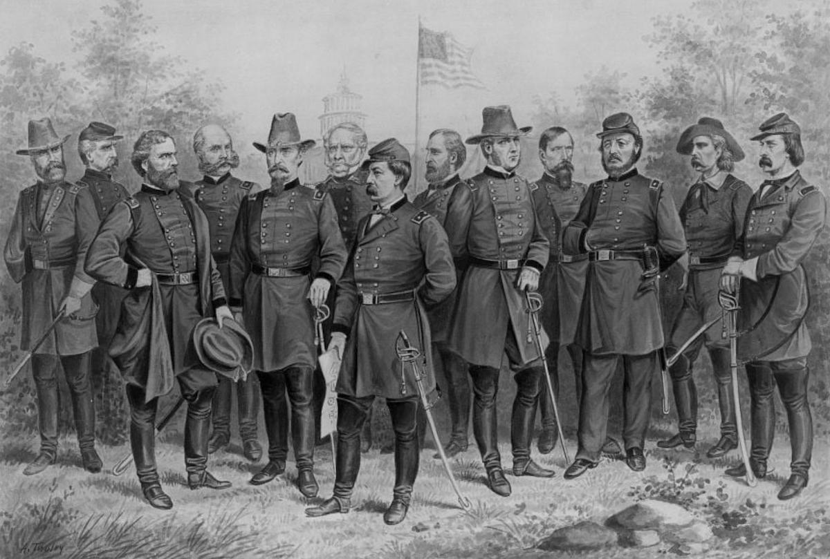Group of U.S. cavalry officers from 1800s