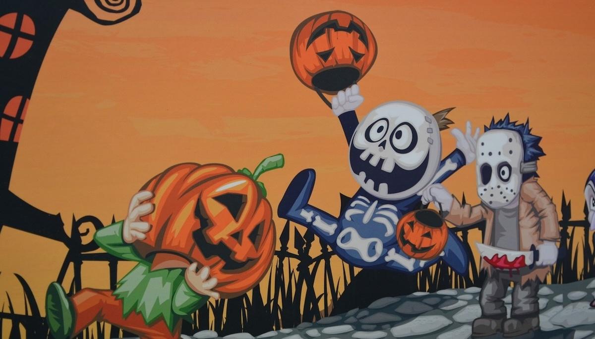 Cartoon of trick or treaters
