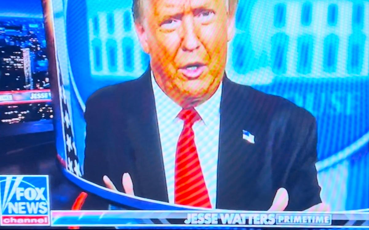 Trump on Fox News TV screen