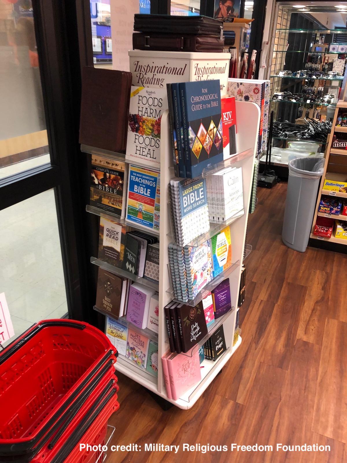 Christian book display at Martinsburg VA medical center Patriot Store