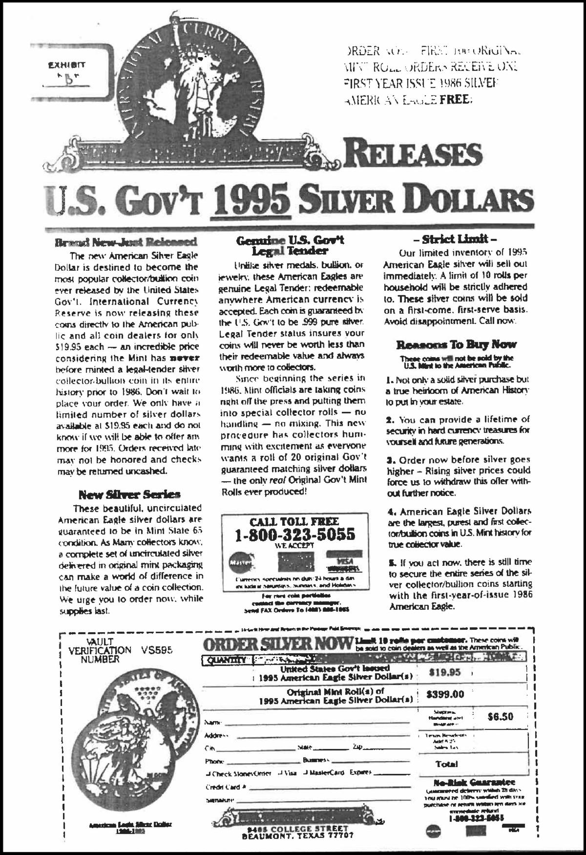 Kenny Vaughan's coin company ad