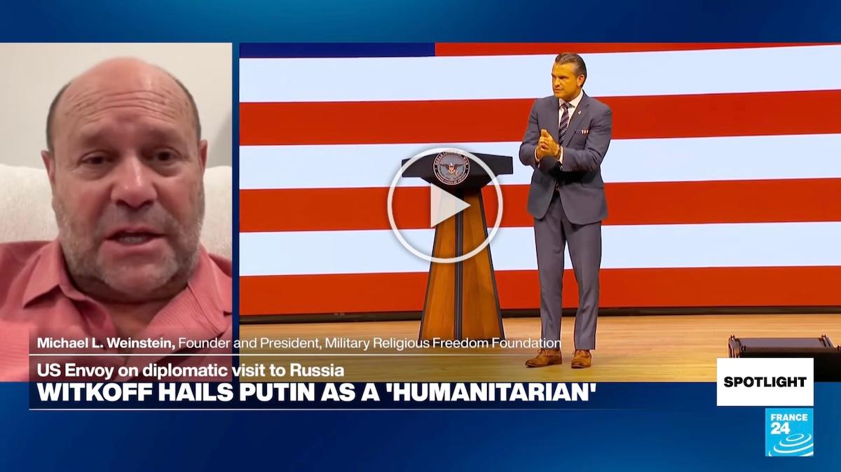 Screenshot of Mikey Weinstein on FRANCE 24