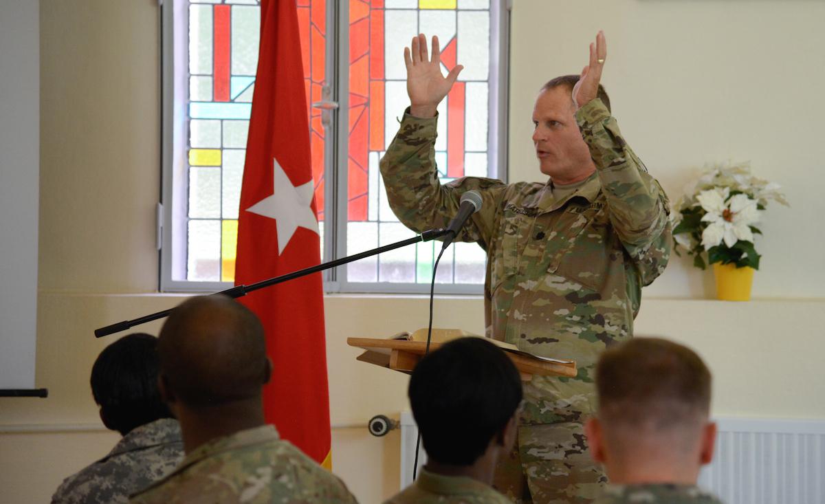 William Harrison in uniform while still an Army chaplain