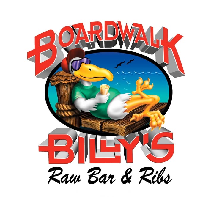Logo for Boardwalk Billy's Raw Bar and Ribs.