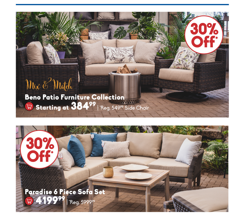 Save 30 to 50 off all patio furniture!