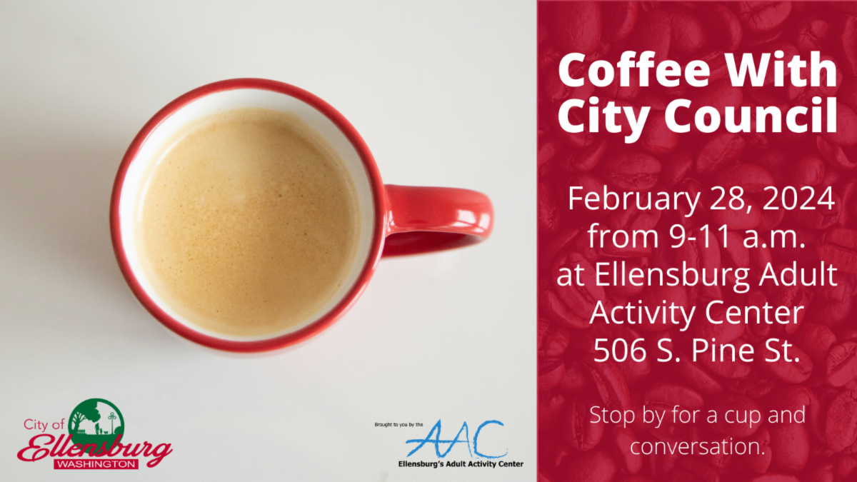 Coffee with City Council flyer for Feb. 28 event