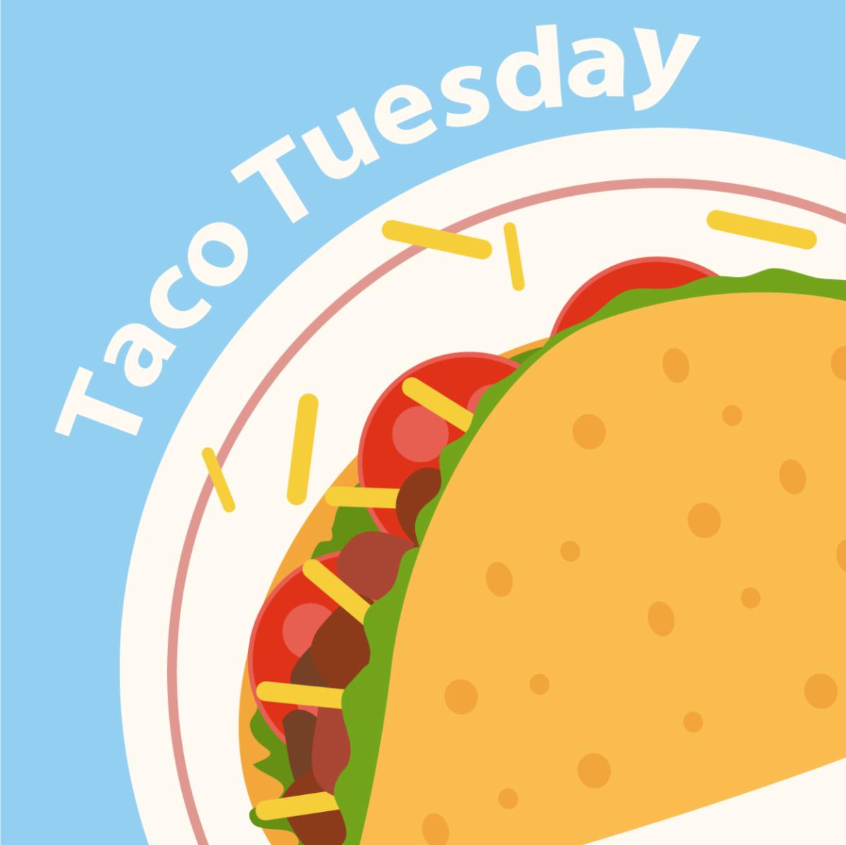 "taco tuesday" next to a taco on a plate