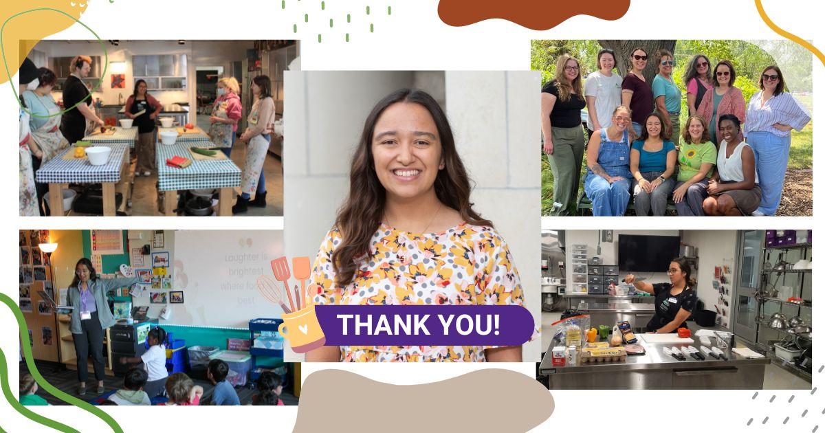 collage of Sofia's moments around the office